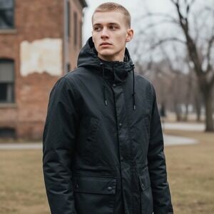 ABERCROMBIE‎ 1892 THERMO PEAK SHELL Parka Jacket Men's XL Black Insulated